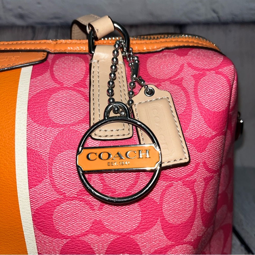 Coach Pink and Orange Signature Satchel - Picture 6 of 16